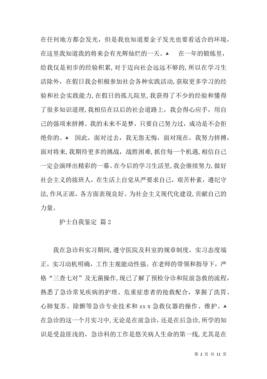 关于护士自我鉴定六篇_第2页