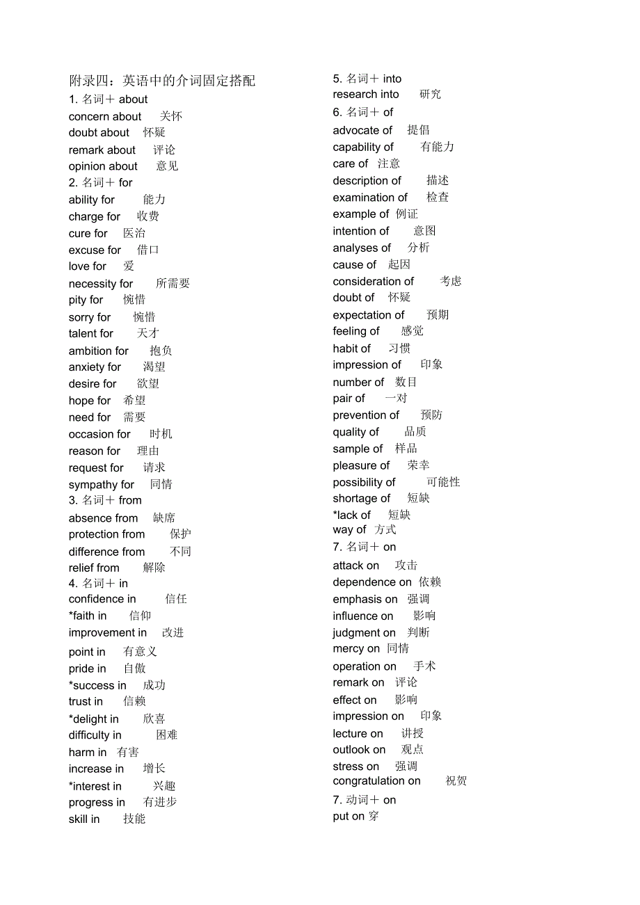 介词的固定搭配_第1页