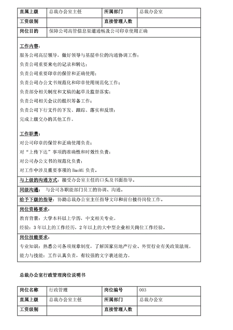 福建某集团岗位说明书手册_第4页