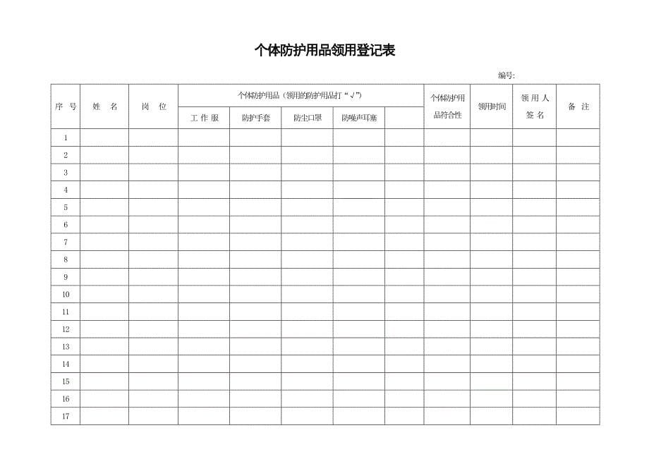 分享劳动防护用品采购领用登记表_第5页