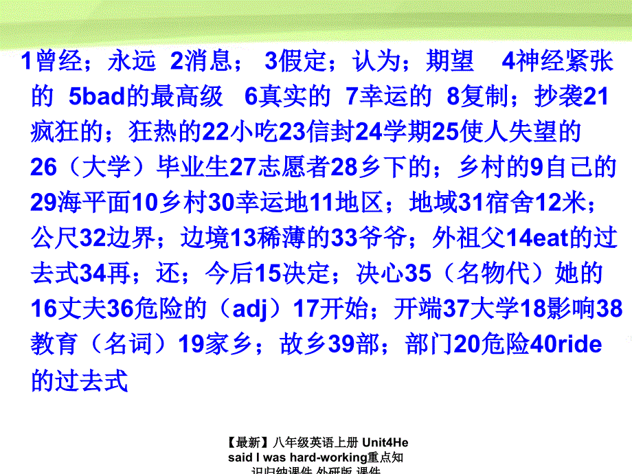 最新八年级英语上册Unit4HesaidIwashardworking重点知识归纳课件外研版课件_第2页