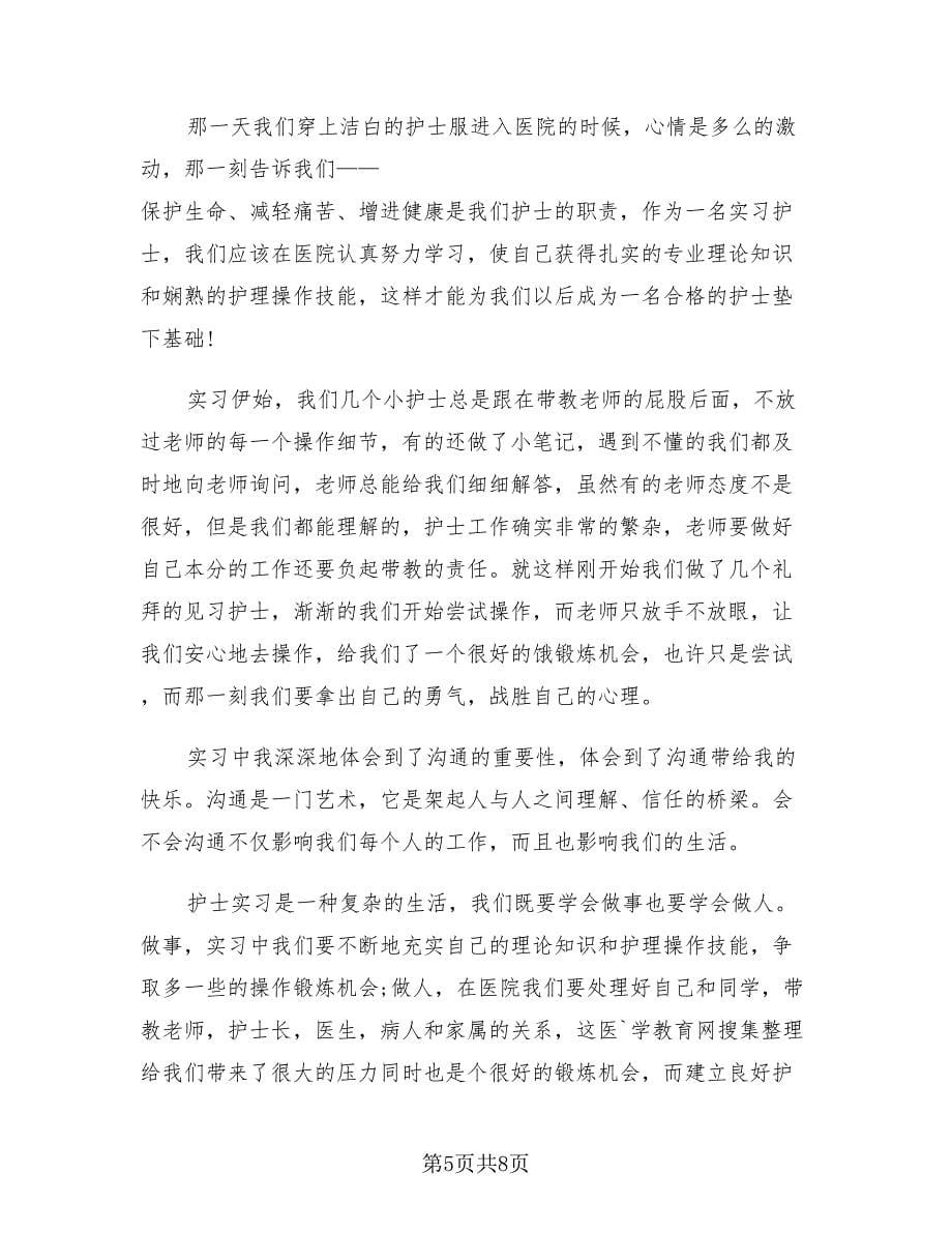 医院护士个人实习总结样本（2篇）.doc_第5页