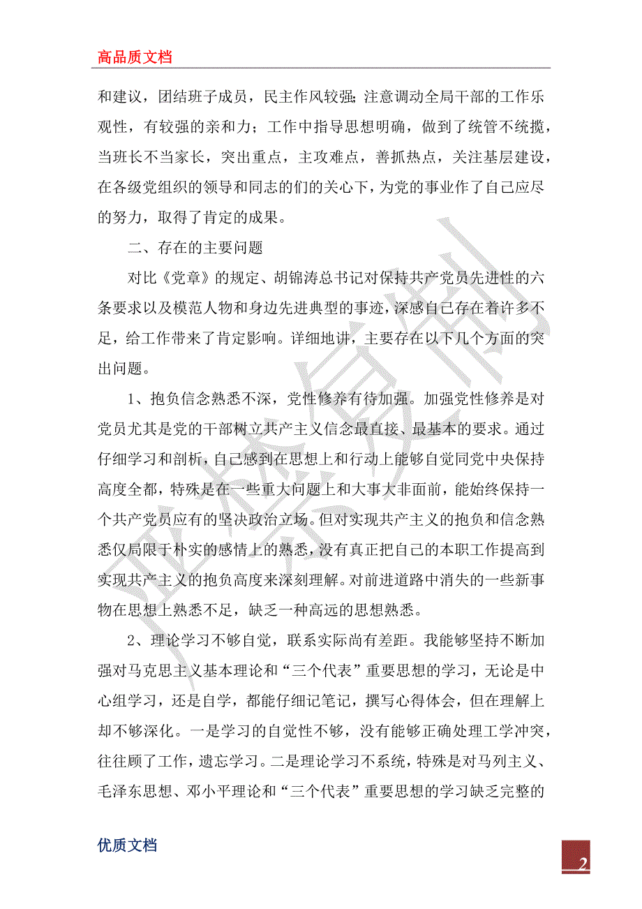 2022年国税局长先进性教育党性分析材料_第2页