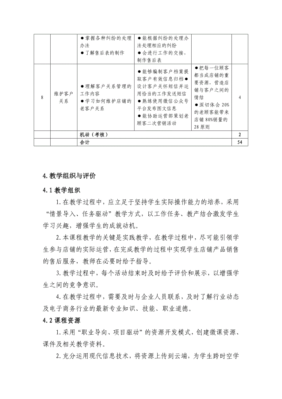 电子商务客户服务课程标准_第4页