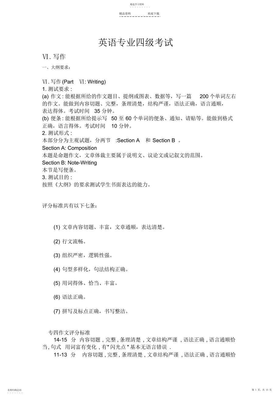 2022年英语专业四级考试作文_第1页