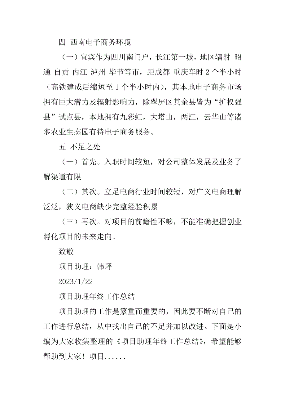 2023年项目助理工作总结_项目助理年度工作总结_第4页