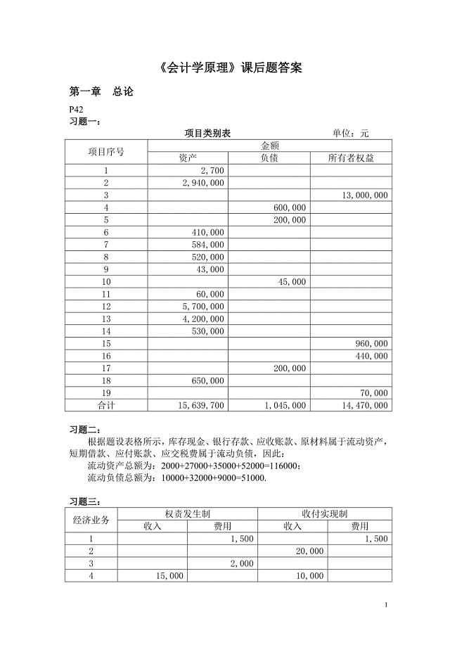 会计学原理课后习题答案