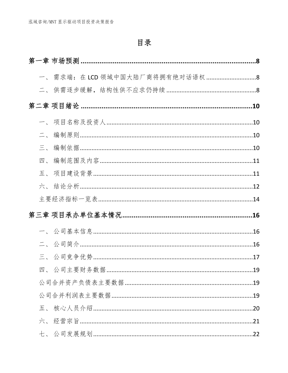 MNT显示驱动项目投资决策报告（模板）_第2页