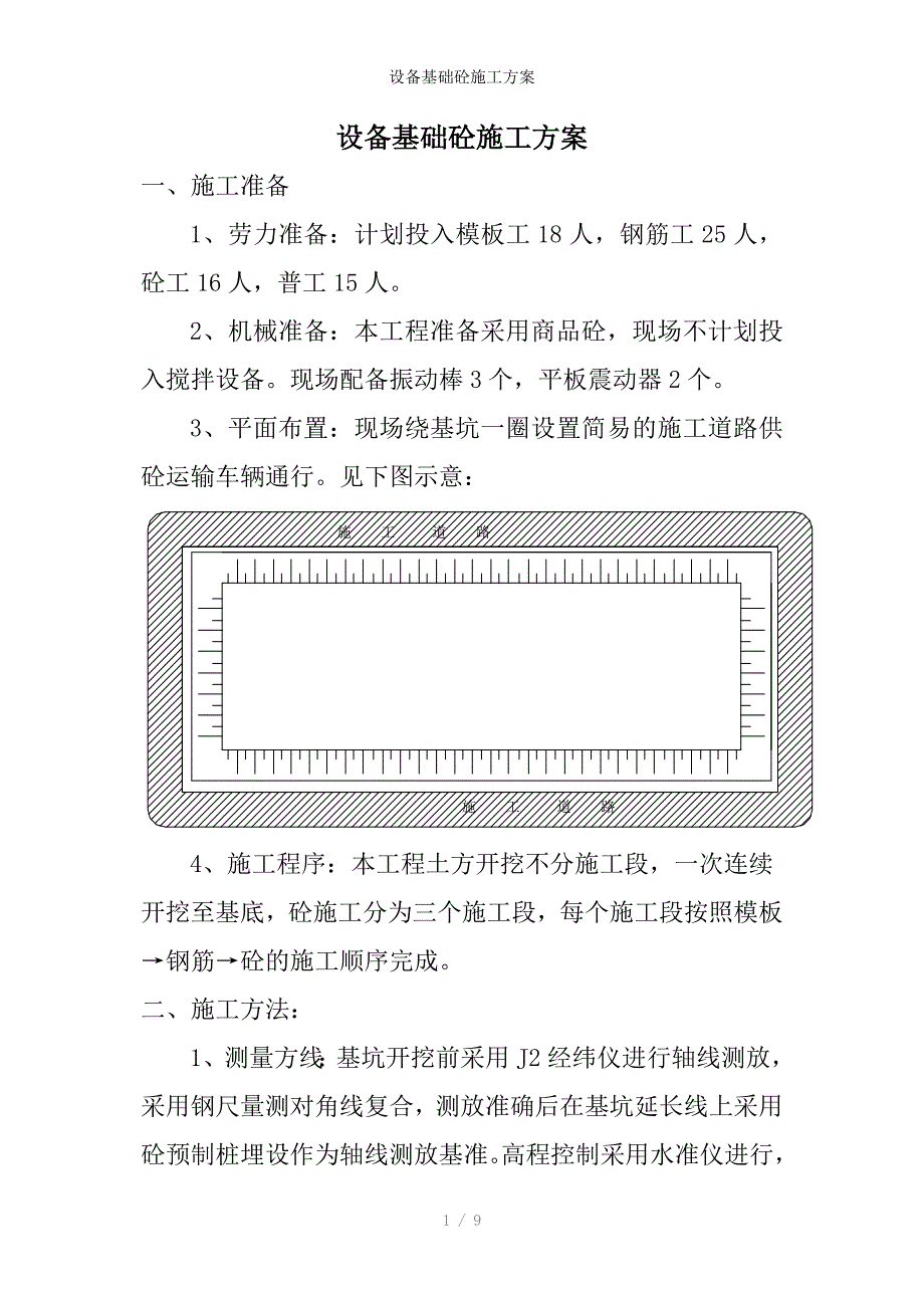 设备基础砼施工方案_第1页