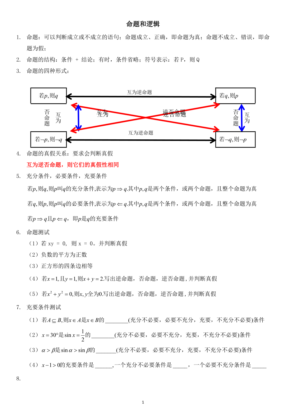 同步--命题和逻辑_第1页