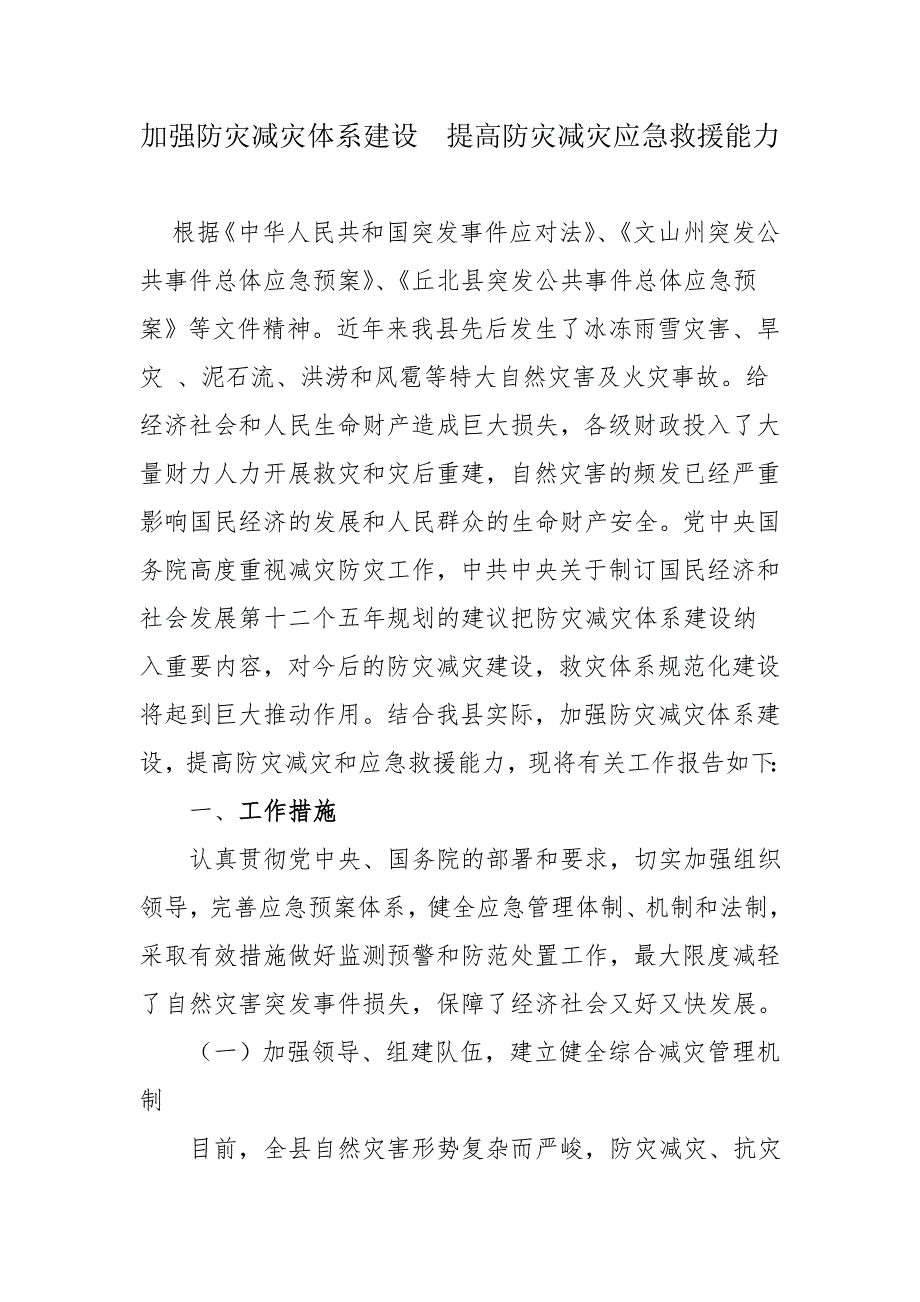 加强防灾减灾体系建设提高防灾减灾和应急救援能力_第1页