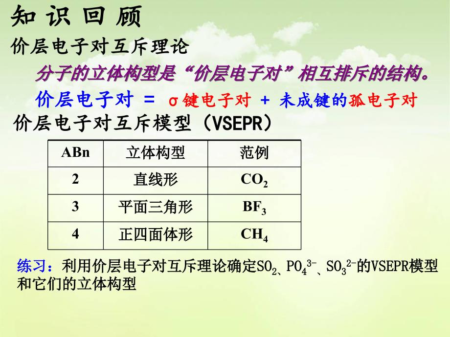 人教版高中化学选修三第二章第二节分子的立体结构课件共23张PPT_第2页