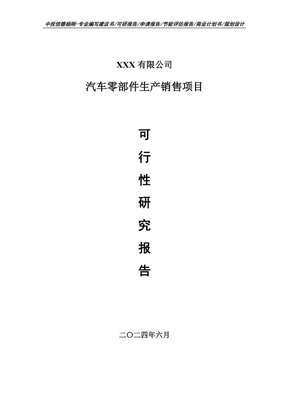 汽车零部件生产销售项目可行性研究报告申请备案_第1页