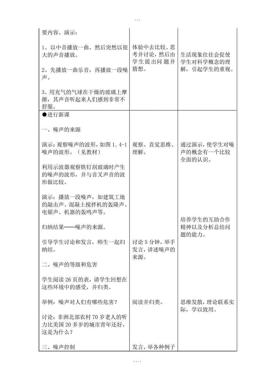 人教版八年级物理上册精品教案：“噪声的危害和控制”教学设计_第3页