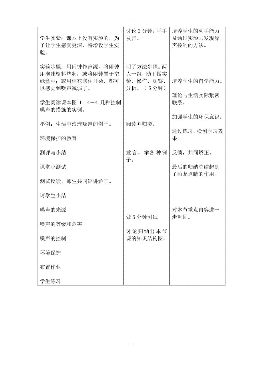 人教版八年级物理上册精品教案：“噪声的危害和控制”教学设计_第4页