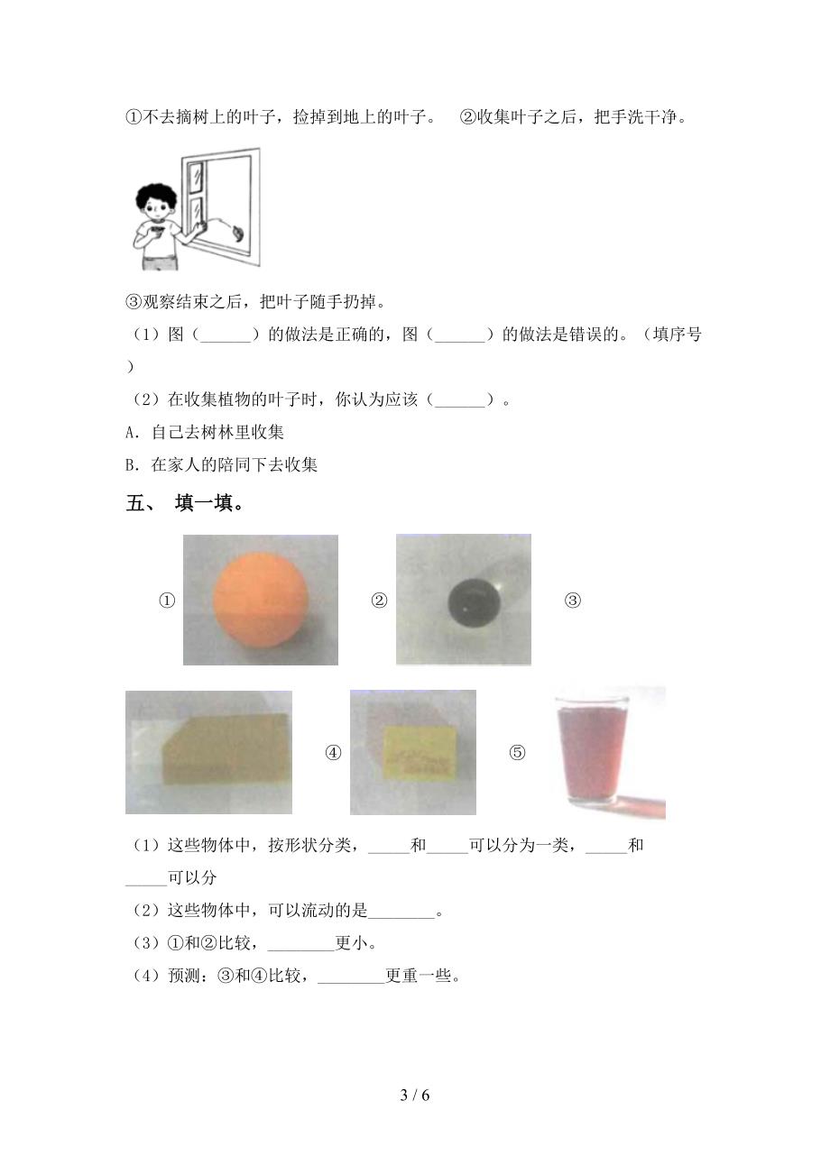 2022年一年级科学上册期中考试及答案(1).doc_第3页