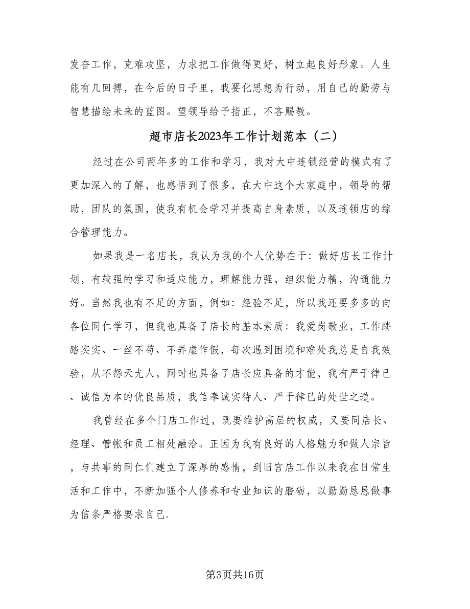 超市店长2023年工作计划范本（6篇）.doc_第3页