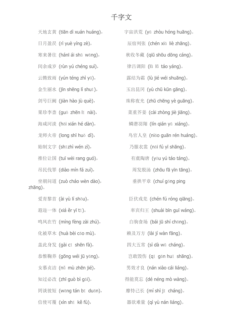 千字文全文带拼音_第1页