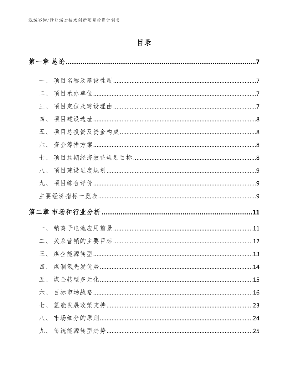 赣州煤炭技术创新项目投资计划书参考范文_第2页