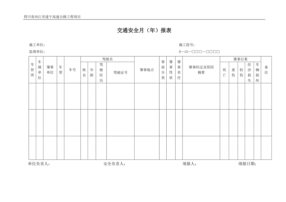 公路工程监理表格（D表安全月报表）.doc_第4页