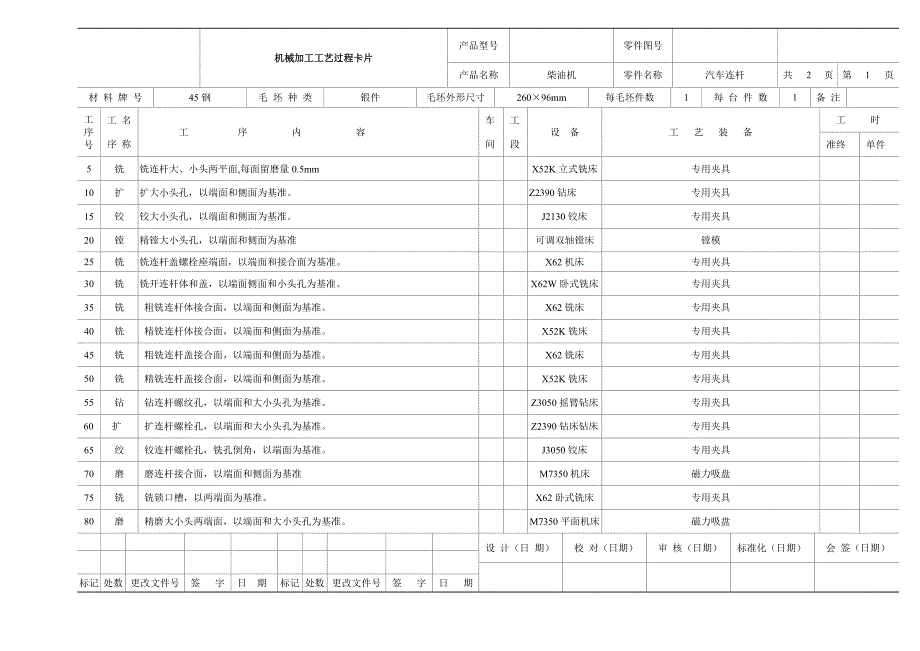 连杆加工工艺过程卡片_第1页