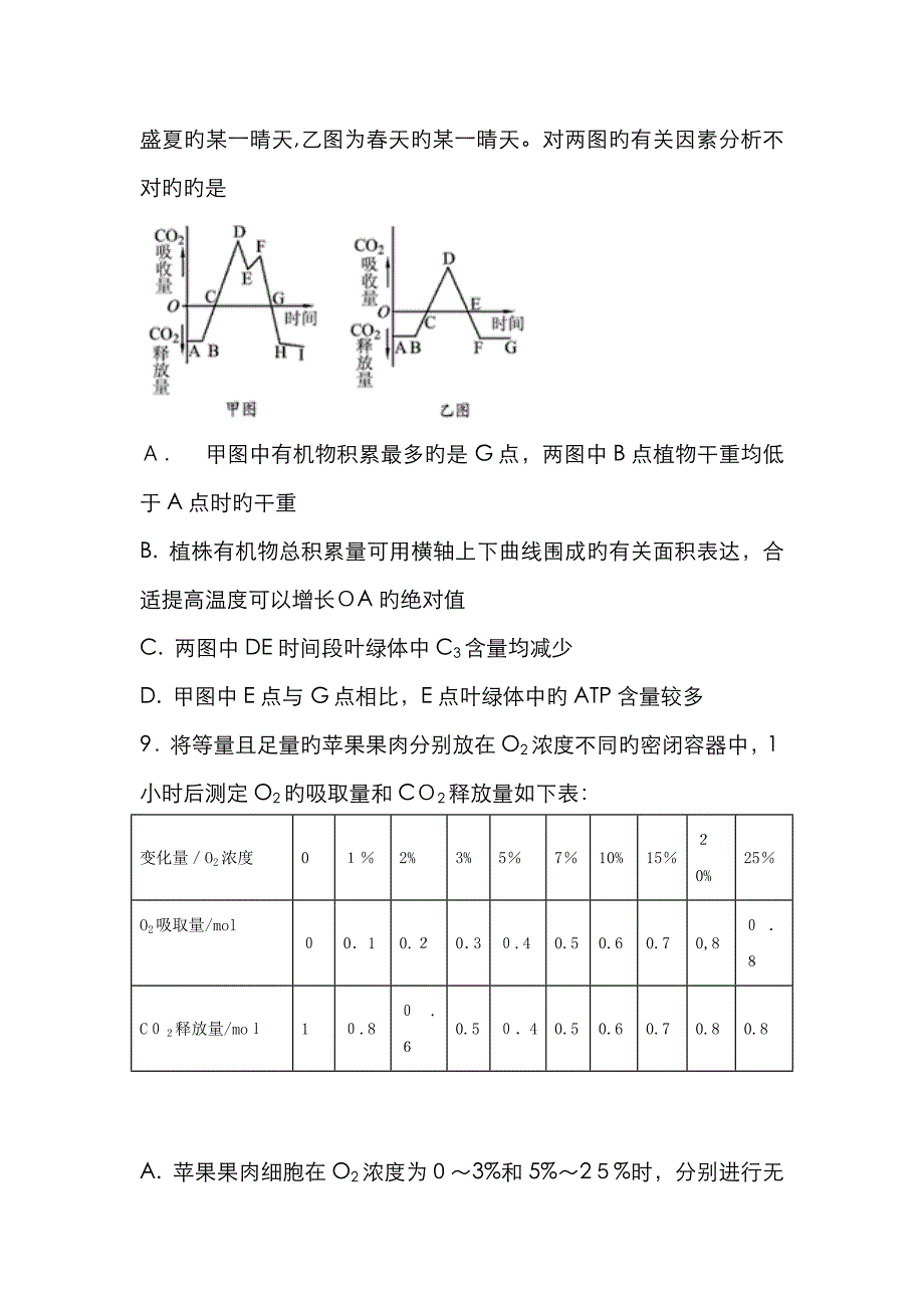 高三生物一轮复习第9讲细胞呼吸4专题练._第3页