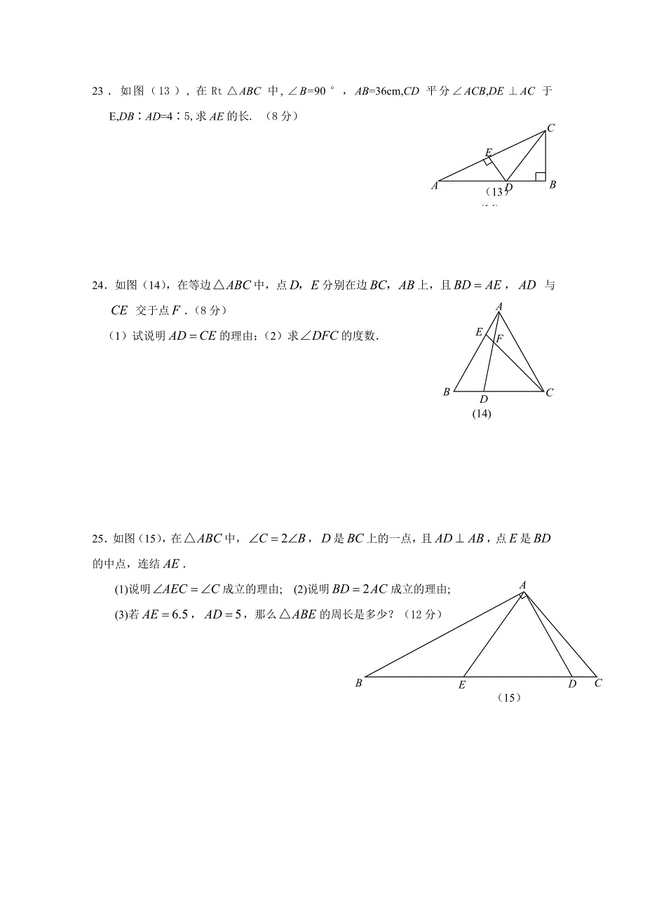 【初中数学】特殊三角形单元测试题-浙教版_第4页