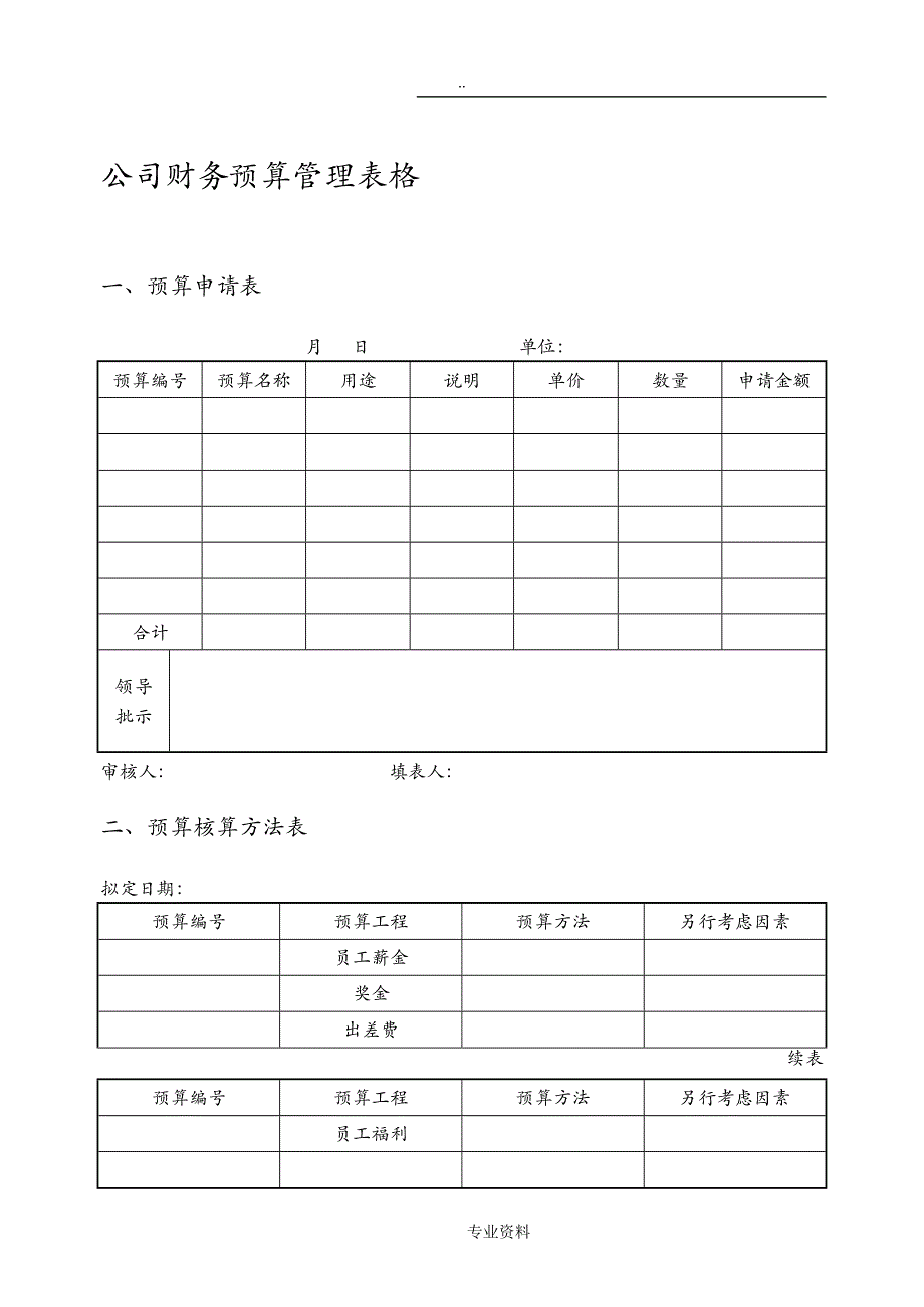 公司财务预算管理表格_第1页