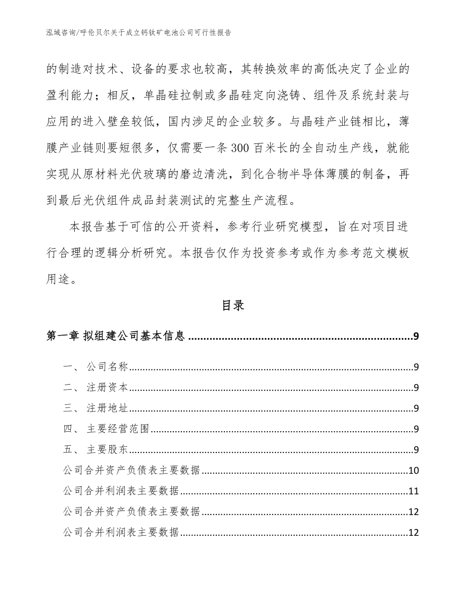 呼伦贝尔关于成立钙钛矿电池公司可行性报告_第3页