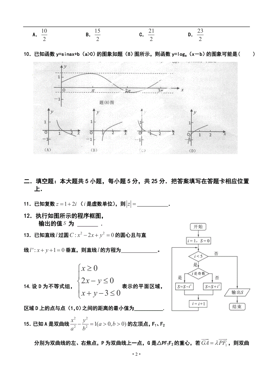 重庆市万州区赛德国际学校高三上学期第三次月考文科数学试题及答案_第2页