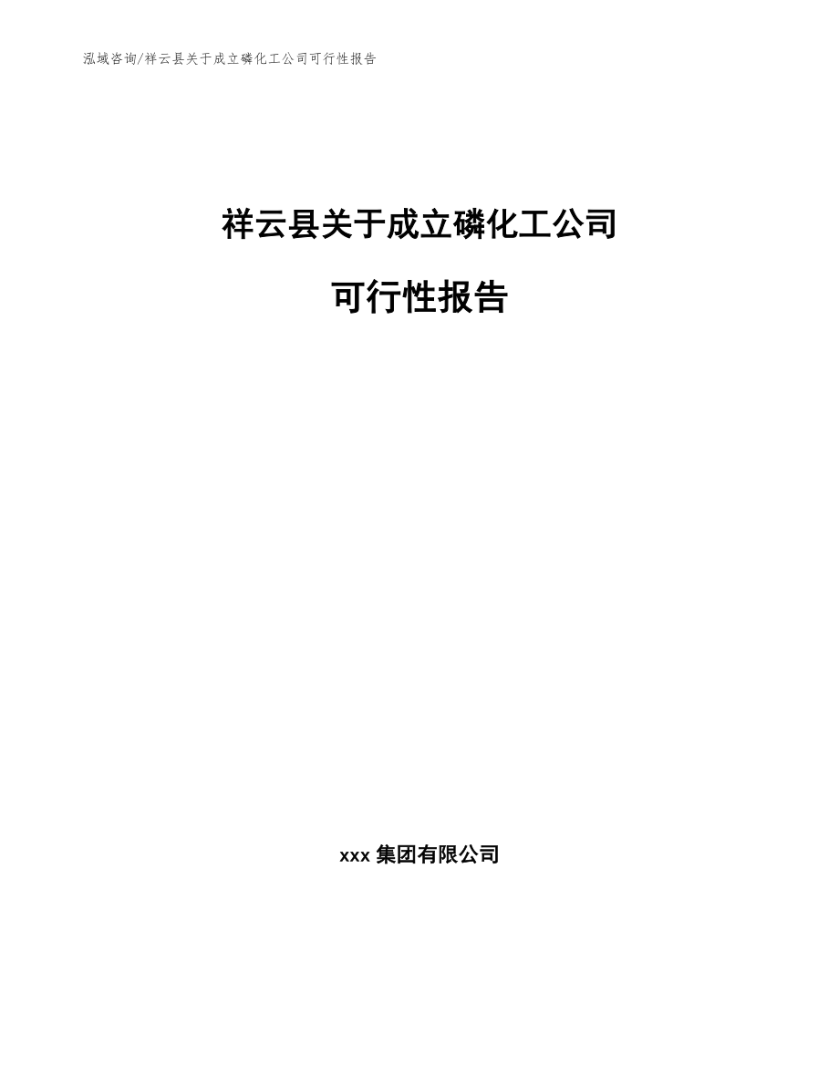 祥云县关于成立磷化工公司可行性报告_第1页