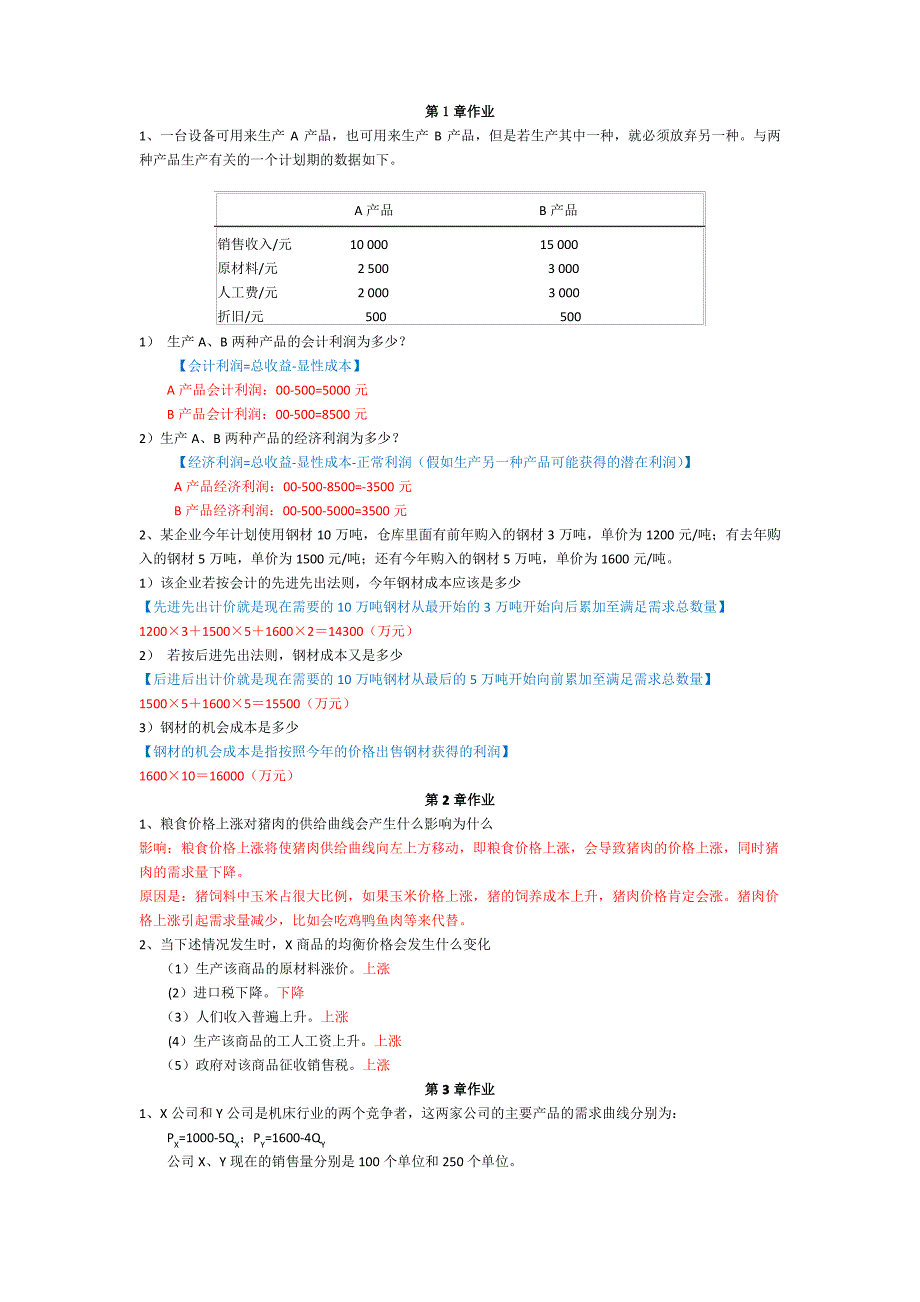 管理经济学作业答案汇总_第1页