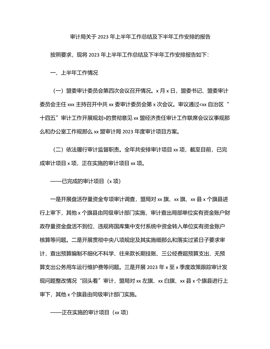 审计局关于2023年上半年工作总结及下半年工作安排的报告.docx_第1页