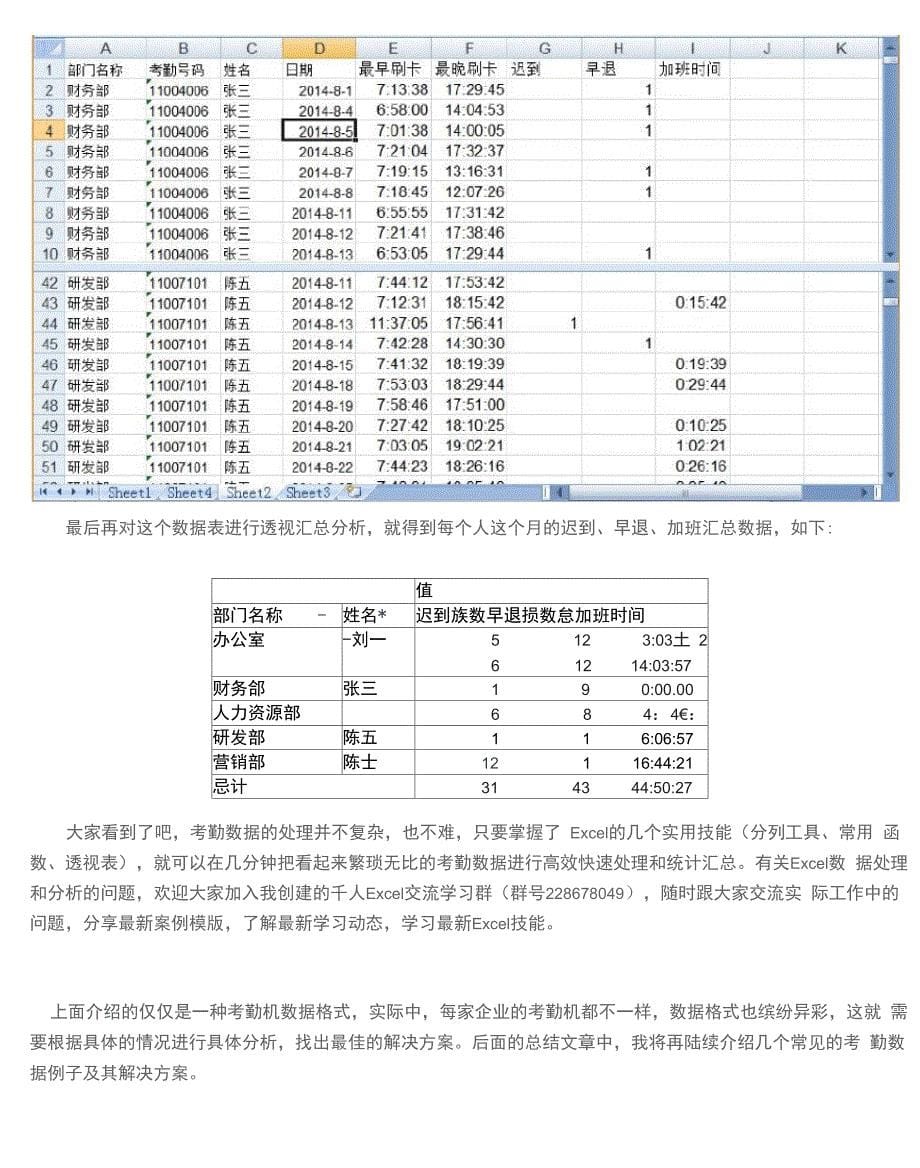 利用Excel快速处理汇总刷卡考勤数据_第5页