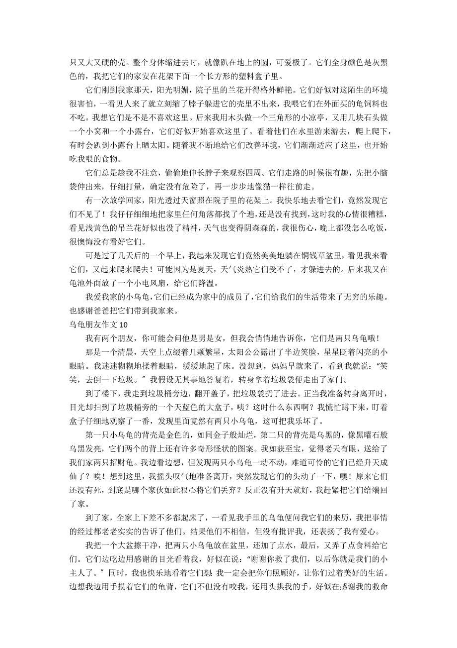 乌龟朋友作文_第5页