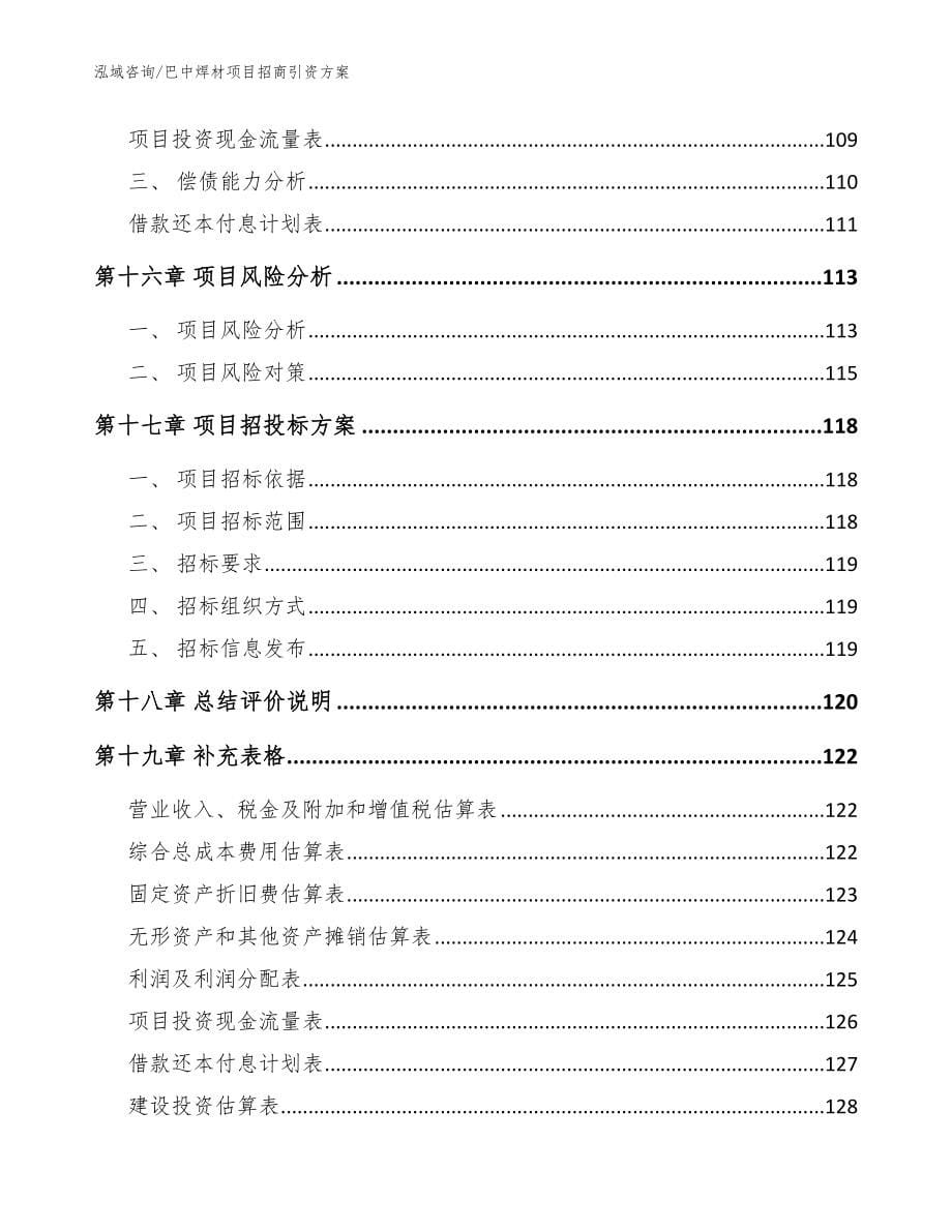 巴中焊材项目招商引资方案参考模板_第5页