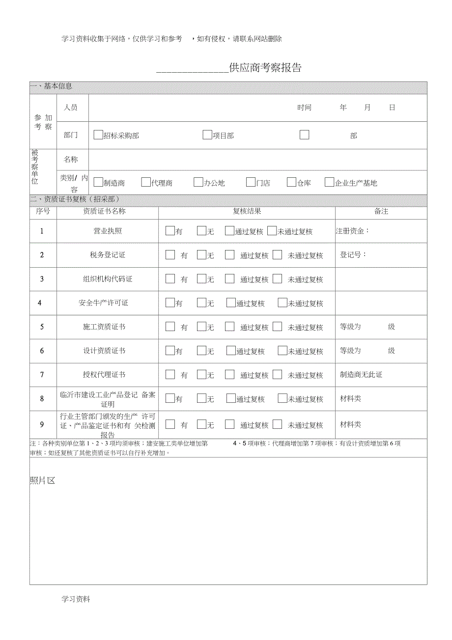 材料考察报告模板_第1页