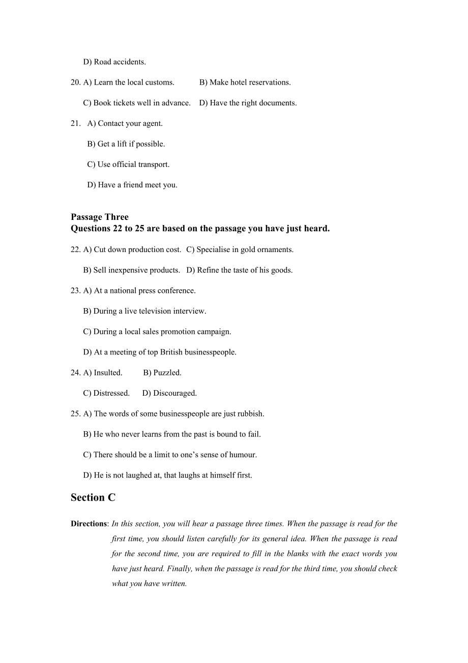 6月大学英语四级考试真题试卷第二套_第5页