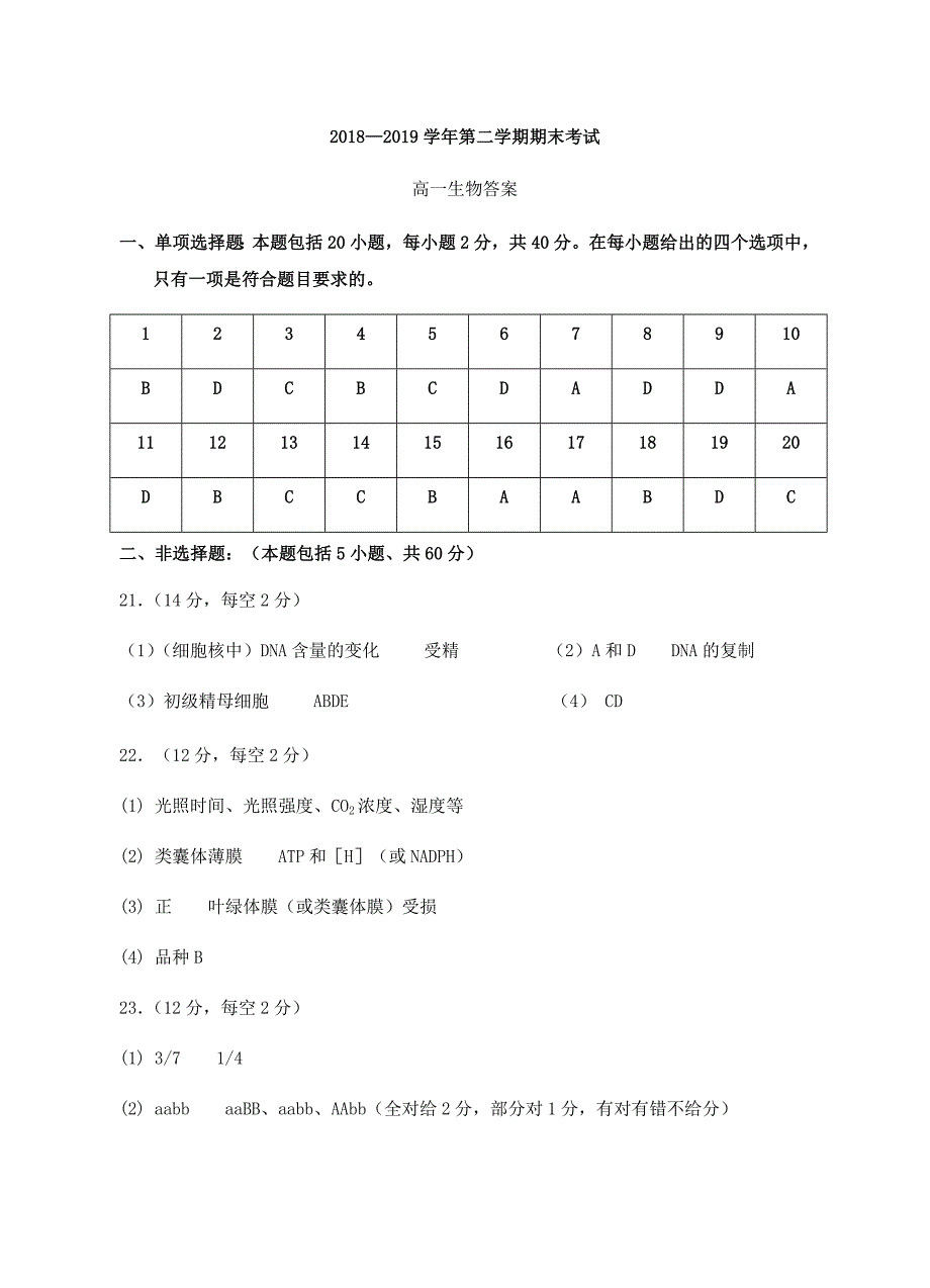 广东省茂名地区2018-2019学年高一生物下学期期末考试试题答案_第1页