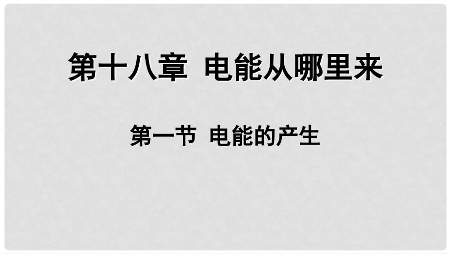 九年级物理全册 第十八章 第一节 电能的产生课件 （新版）沪科版_第1页