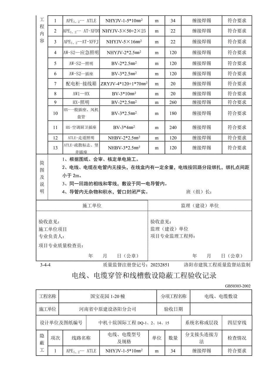 电线、电缆穿管和线槽敷设隐蔽工程验收记_第5页