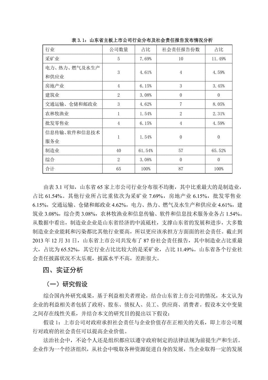 毕业论文社会责任信息的披露与企业价值相关性分析基于山东省上市公司的数据_第5页