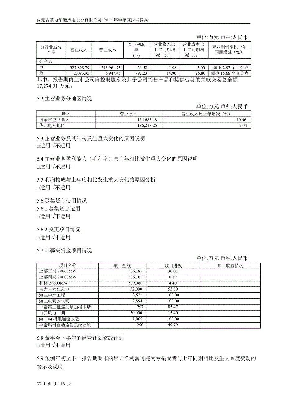 600863内蒙华电半年报摘要_第4页