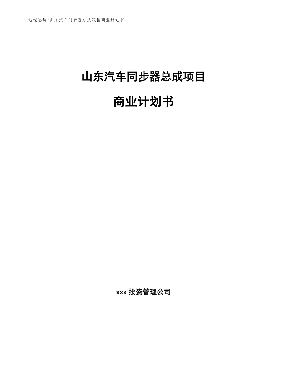 山东汽车同步器总成项目商业计划书_范文_第1页