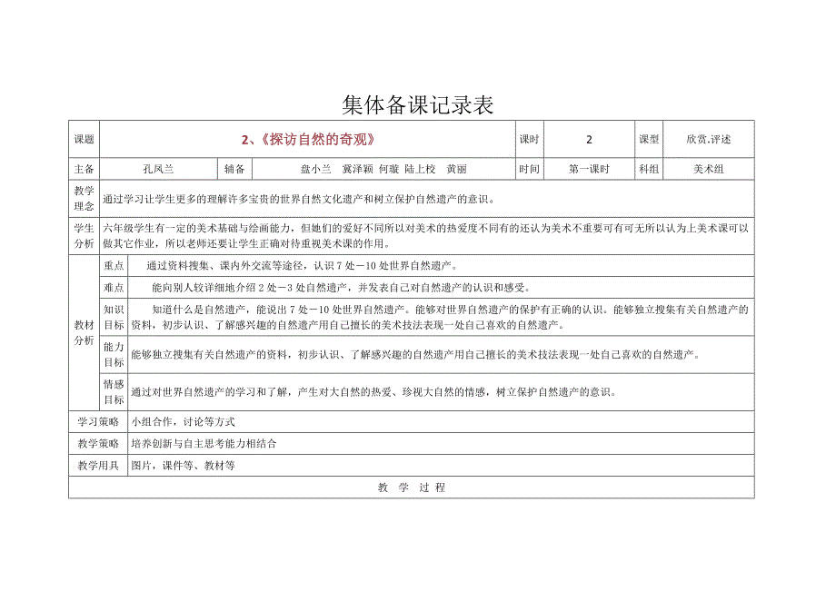 美术集体备课记录表.doc_第1页