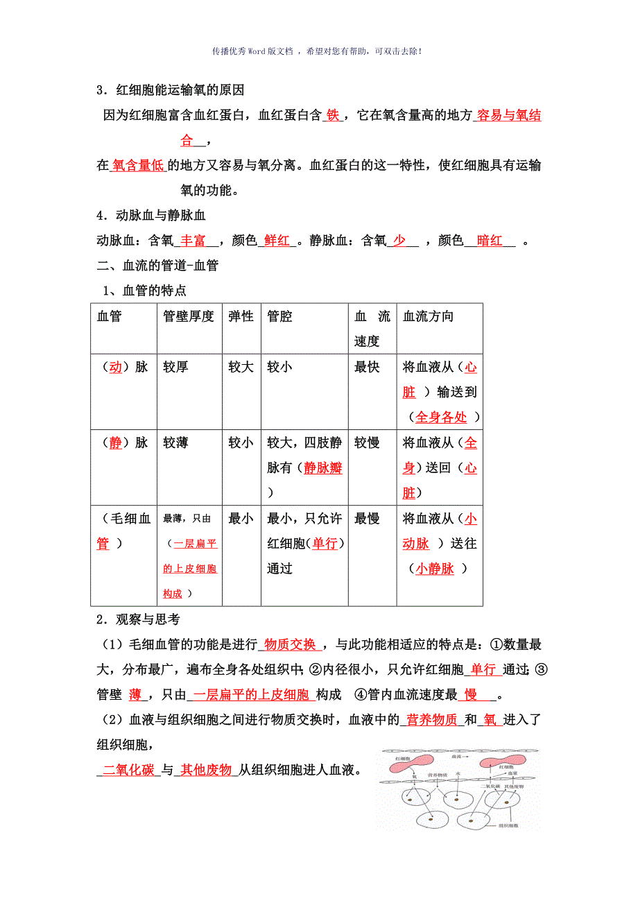 血液循环知识点和题目答案Word版_第2页