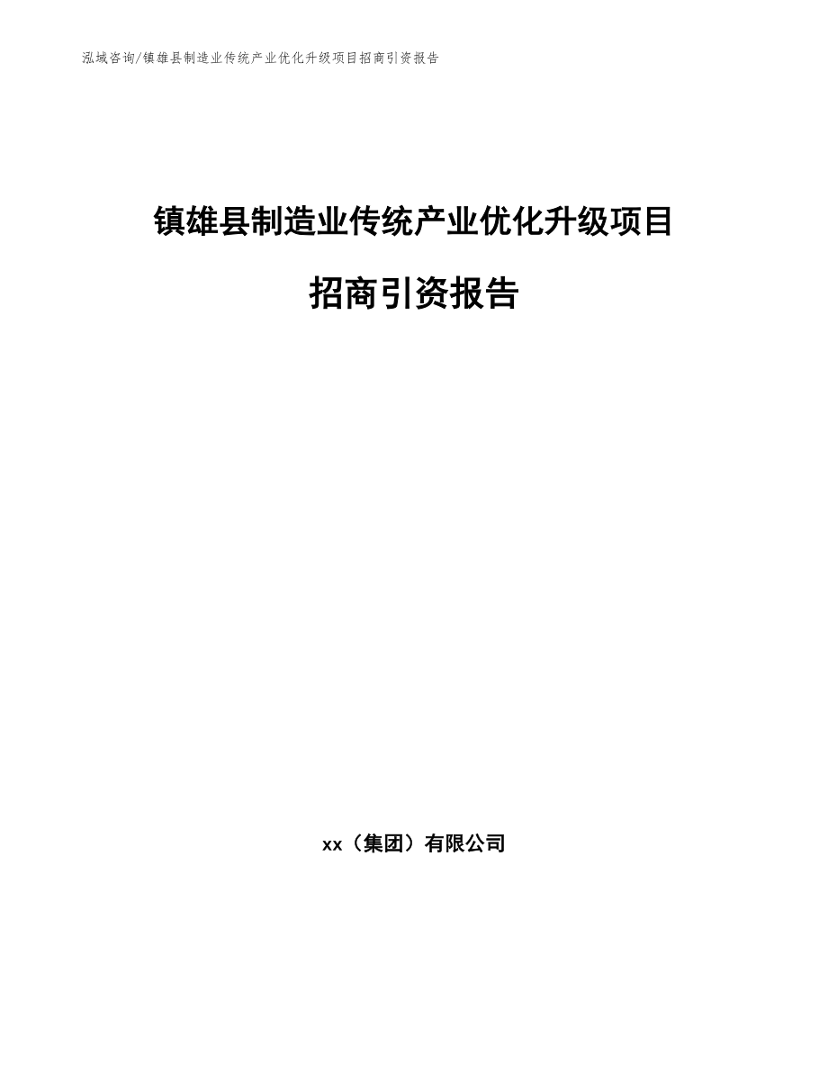 镇雄县制造业传统产业优化升级项目招商引资报告【范文】_第1页