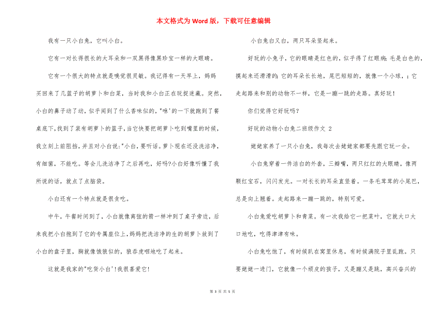 有趣动物小白兔作文二年级_第3页