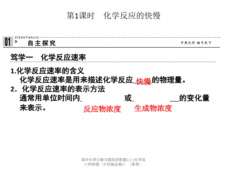 高中化学创新课程同步配套2.2.1化学反应的快慢（鲁科版必修2）（高考）课件_第4页