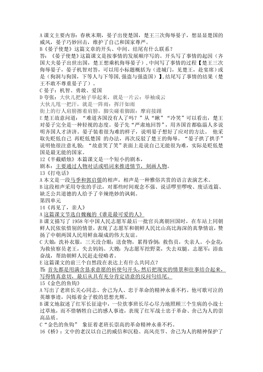 人民教育出版社五年级下册语文复习提纲(附人物形象的特点_第4页